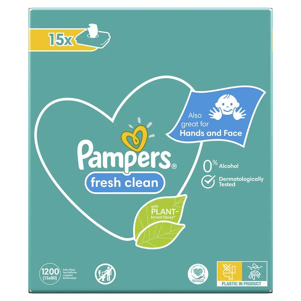 Уцінка. Набір дитячих вологих серветок Pampers Baby Fresh Clean, 1200 шт. (15 упаковок по 80 шт.) - фото 6