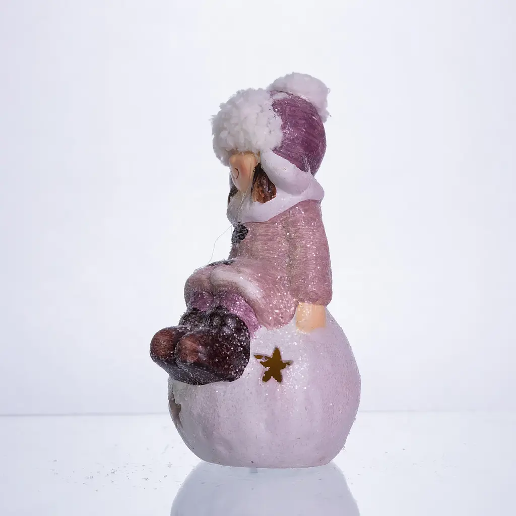 Новогодняя фигурка с подсветкой Девочка на снежном шаре из фарфора 7×7×16 см Yiwu CR-5-7 - фото 3