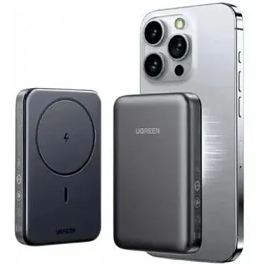 Зовнішній акумулятор Ugreen PB561 Foldable Kickstand Magnetic Battery 10000mAh для iPhone 15 Pro 14 сірий - фото 4