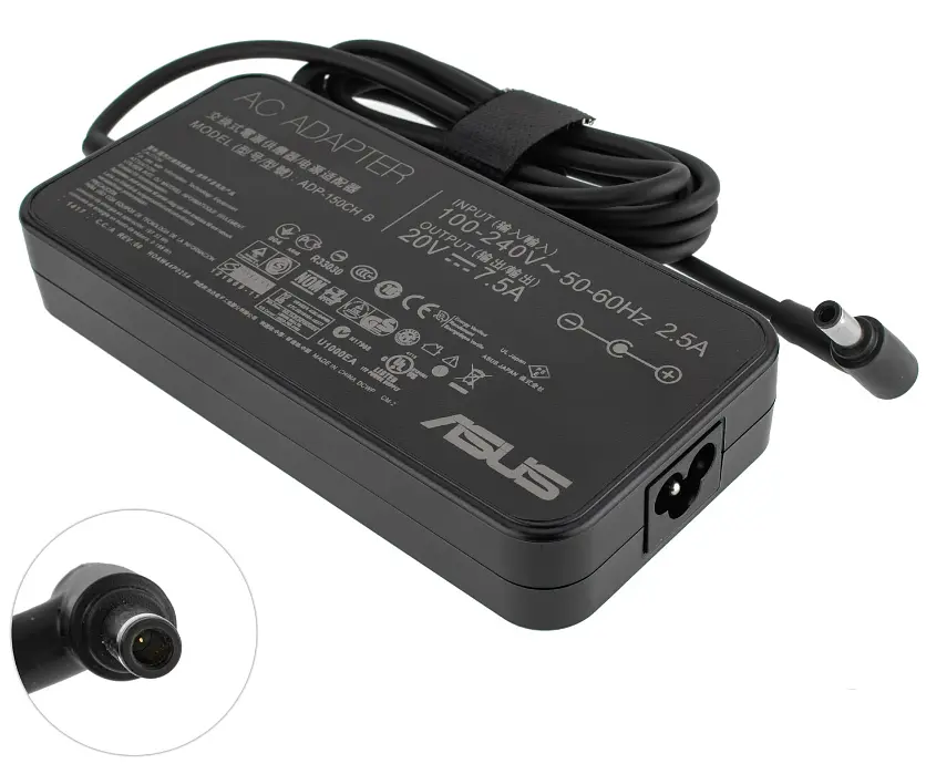 Блок живлення для ноутбука Asus 20V, 7.5A, 150W, 6.0x3.7мм-PIN, чорний (без кабелю!) - фото 2