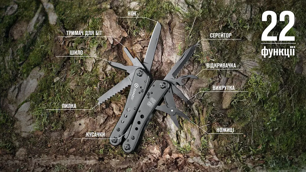 Мультитул Ganzo G201-B Multi Tool Black Edition 22 функцій - фото 8