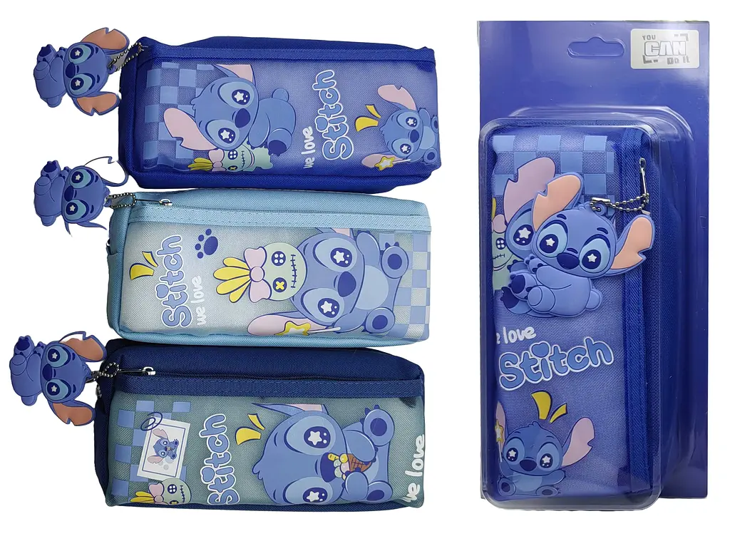 Пенал-косметичка із брелоком Стіч, 2 змійки, 5826 (В асортименті) - фото 2