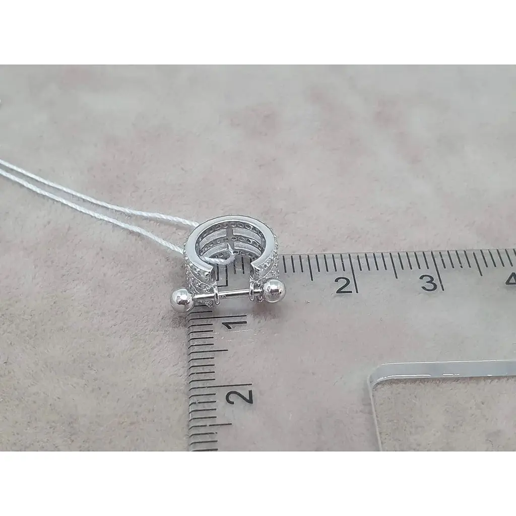 Серебряная серьга кольцо для пирсинга хеликса Ирий со штангой. 40081ШТ - фото 7