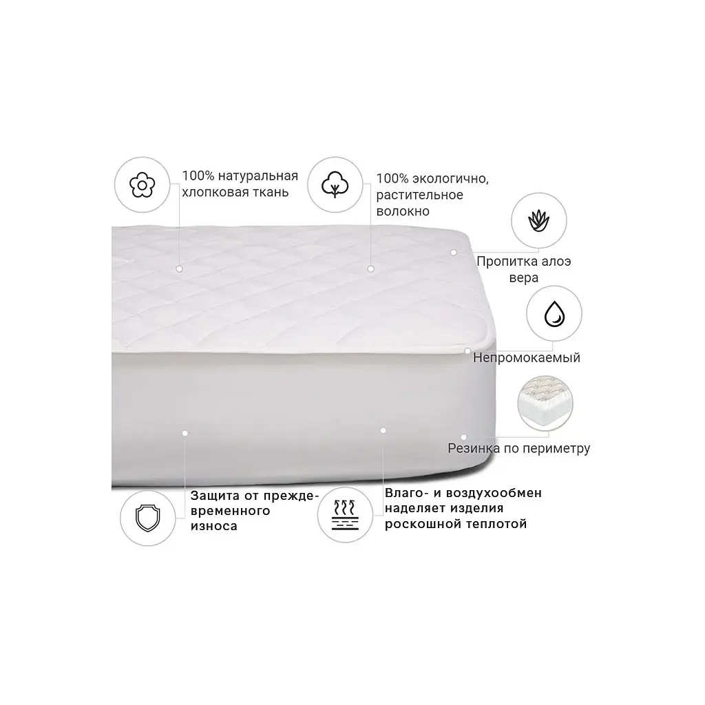 Наматрацник MirSon № 967 Natural Line Стандарт Cotton Aloe Vera 70x130 см (2200000833556) - фото 4