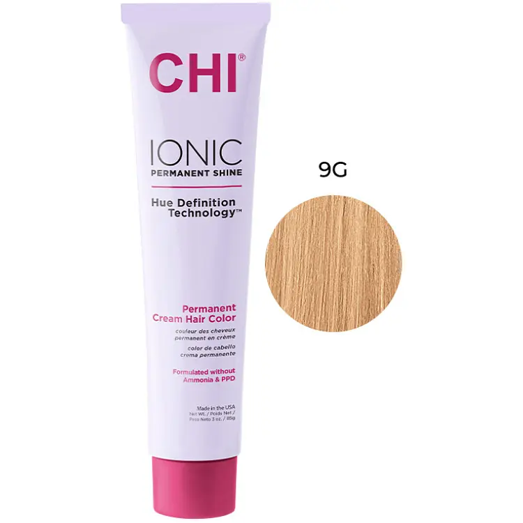 Крем-фарба для волосся CHI Ionic 9G світлий золотистий блонд професійна безаміачна 85 г - фото 2