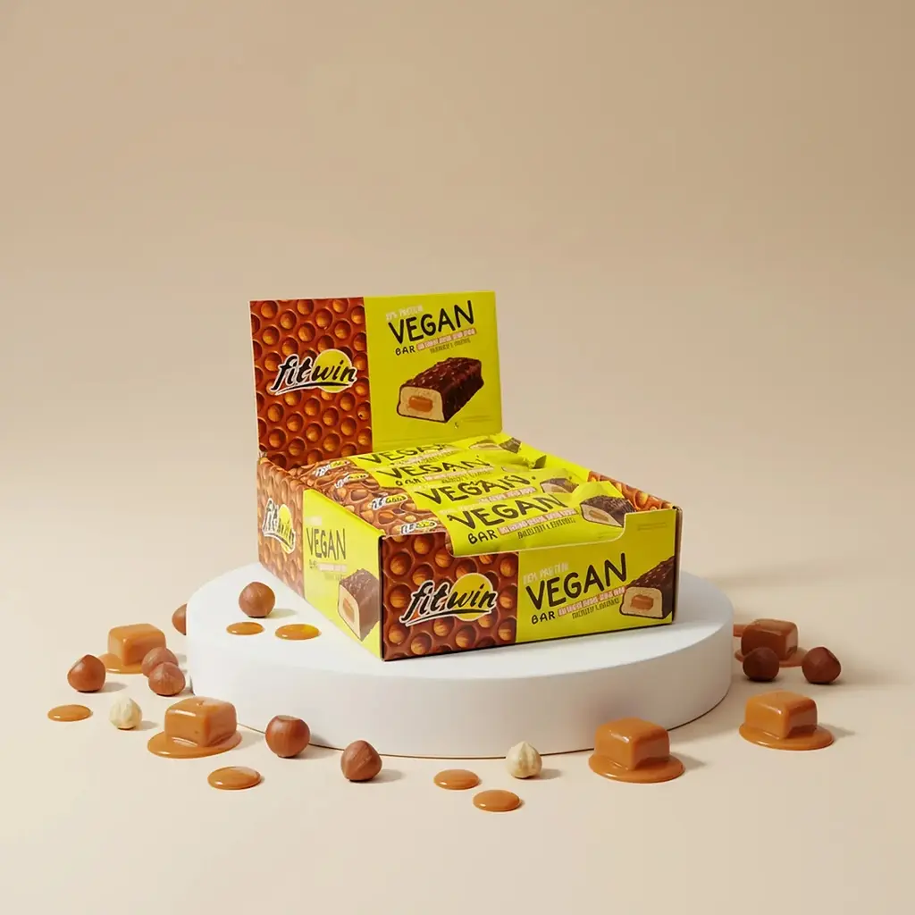 Батончик Vegan Bar БЛОК 12*50 грам - фундук-карамель FitWin vit0003645 - фото 2