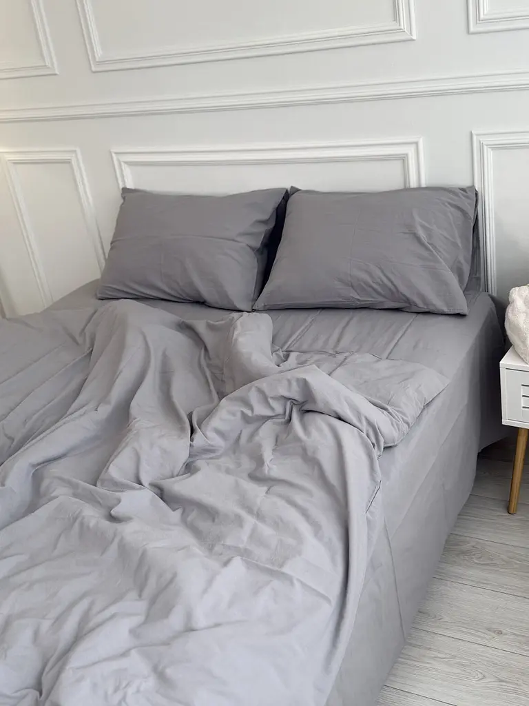 Постільна білизна євро Dushka Home Варена бавовна преміум 21690 200х220 см графітова - фото 2