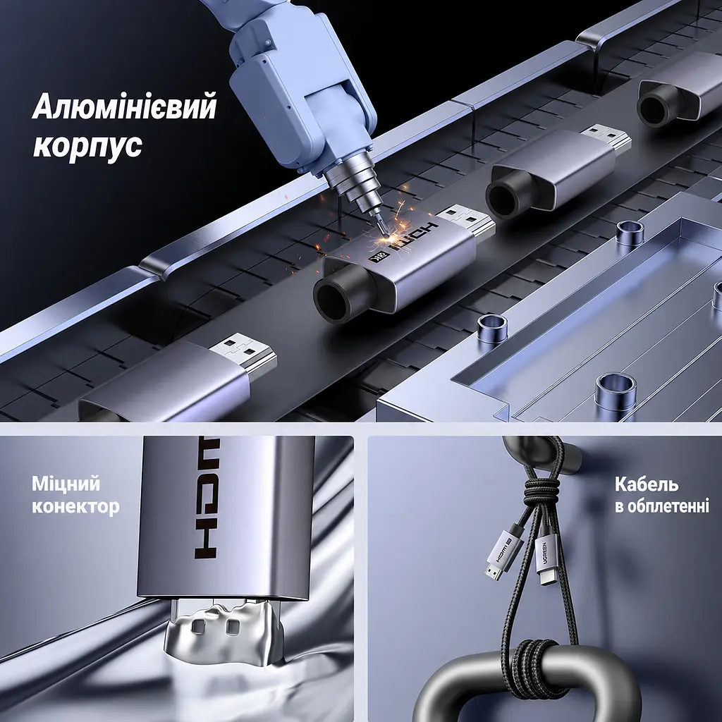 Кабель HDMI UGREEN HD171 2.1 8K 60 Гц 8 м чорний (25913) - фото 7