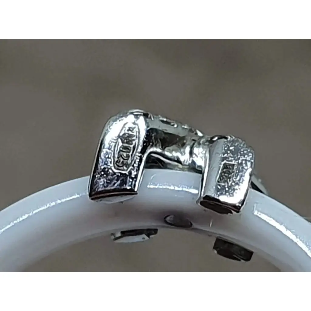 Срібне кільце Aurora з керамікою і фіанітами. С1164Б 16,5 - фото 5