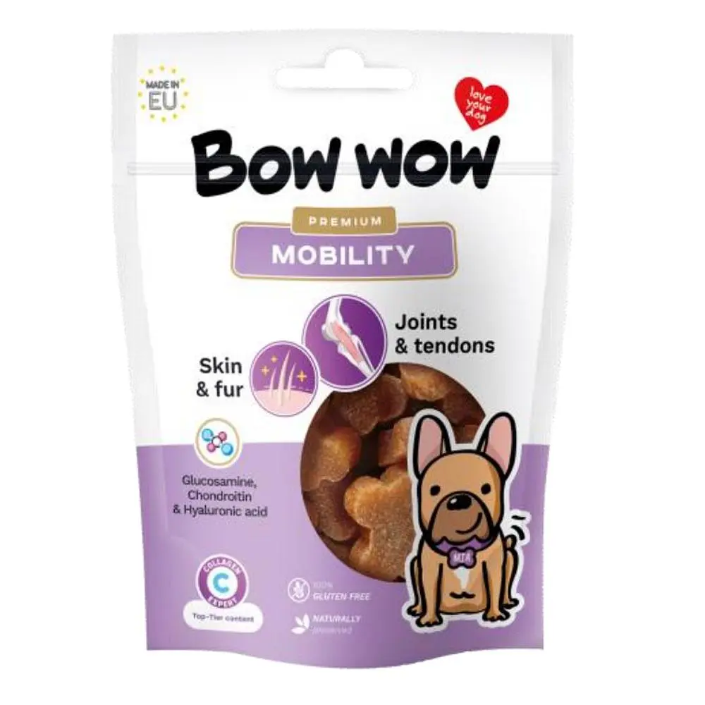 Ласощі для собак Bow wow Mobility снеки що покращують опорно-рухову систему,шкіру та шерсть, 60 г