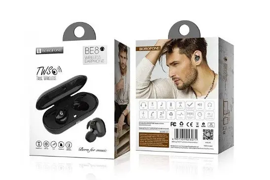 Бездротова Bluetooth стерео гарнітура Borofone BE8 Чорний - фото 3