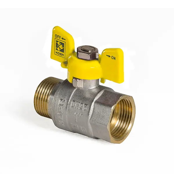 Кран кульовий Koer KR.218.G - 1" FM ГШМ Yellow, ручка "метелик" жовта KR0096 - фото 3