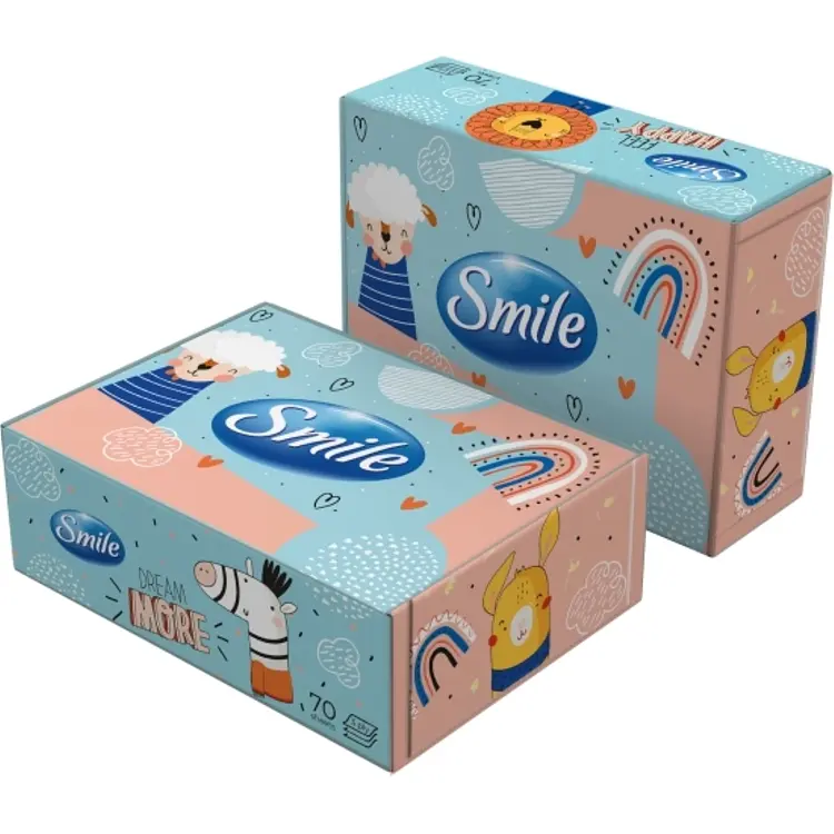 Салфетки косметические трехслойные Smile белые 70 шт. в ассортименте - фото 3