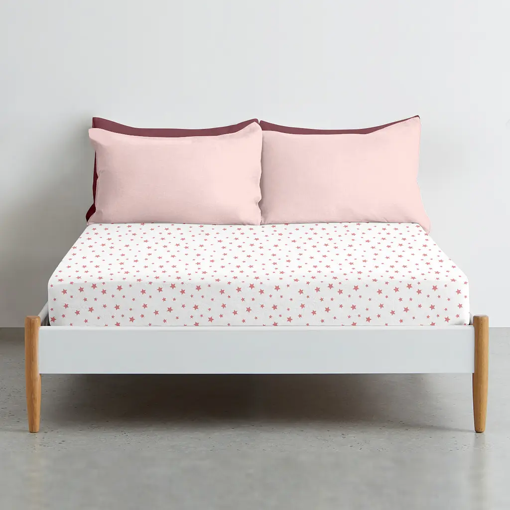 Простирадло Cosas на резинці 80х200 rose stars, сакура (StarRoseWhite-3006_80x200x20) - фото 3