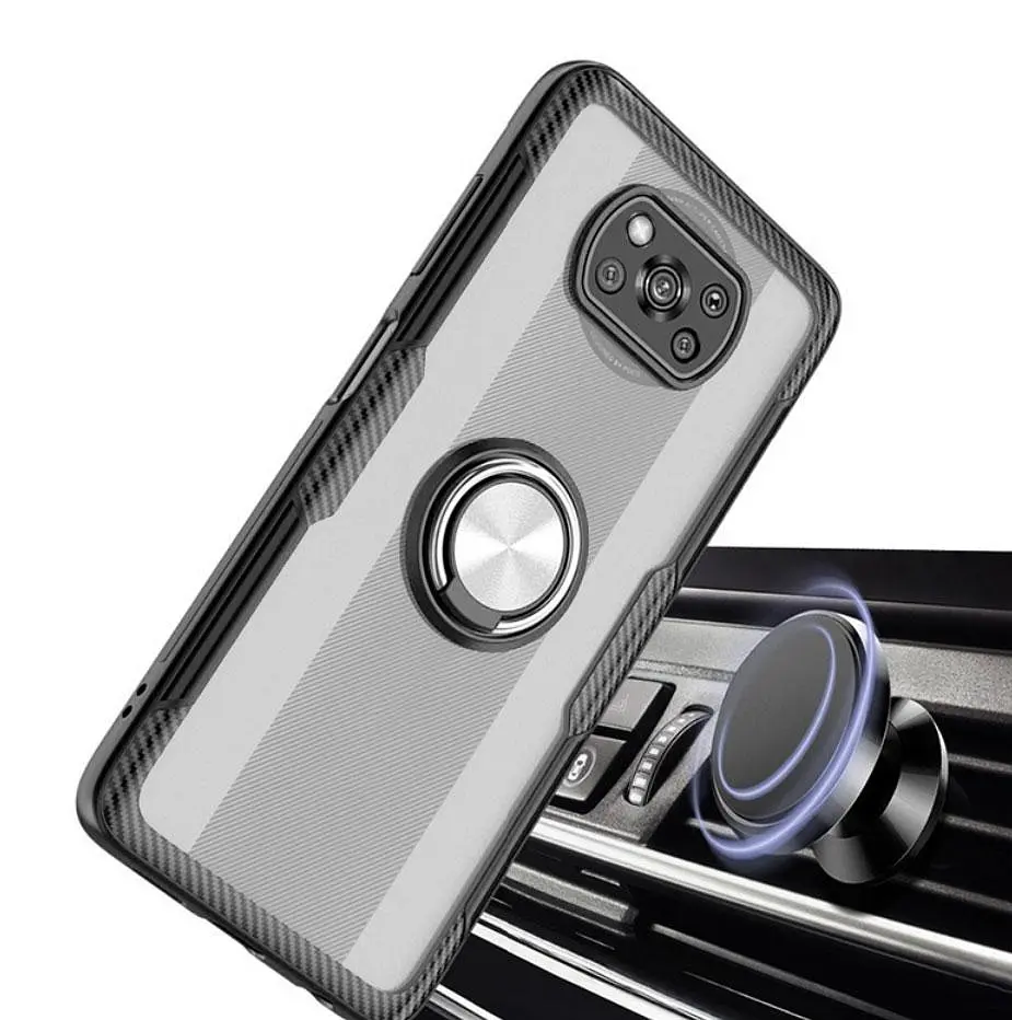 Чехол-бампер Primolux Ring Magnetic Stand для смартфона Xiaomi Poco X3 NFC Black - фото 3
