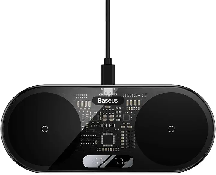 Бездротовий зарядний пристрій Baseus Digital LED Display 2in1 Wireless Charger 20W Universal version чорний