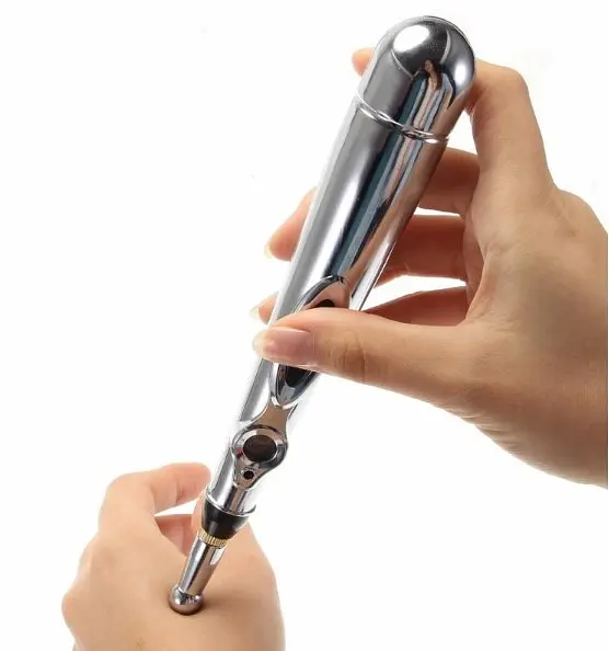 Акупунктурний масажер ручка для фізіотерапії обличчя та тіла Meridian Energy Pen сталевий - фото 4