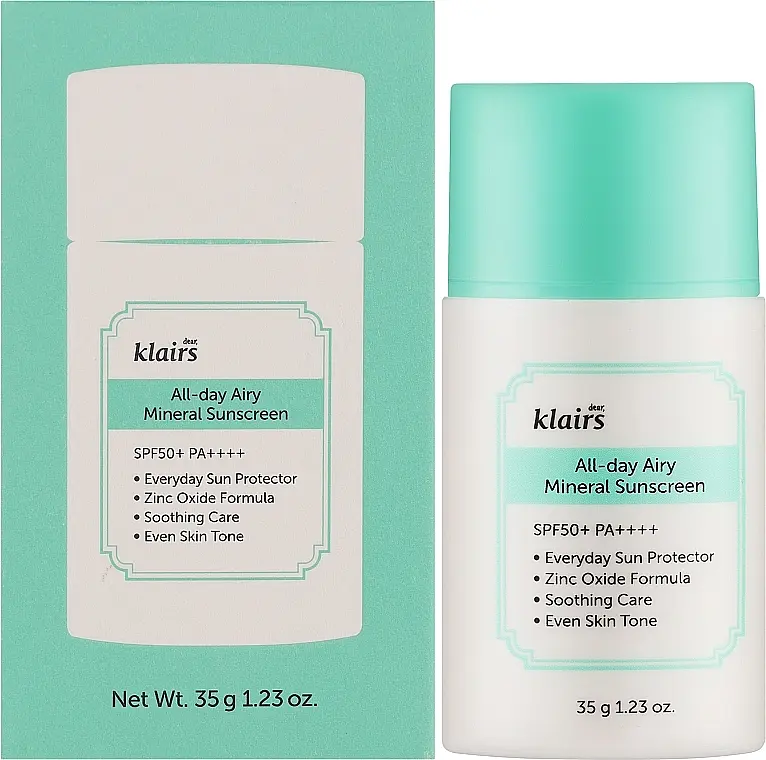 М’який мінеральний сонцезахисний крем Klairs All-day Airy Mineral Sunscreen 35 г - фото 2
