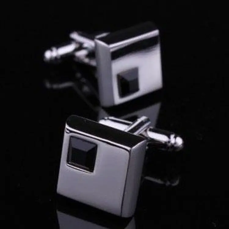 Запонки Сріблясті З Чорним Камінчиком Handmade acs0005827 - фото 4