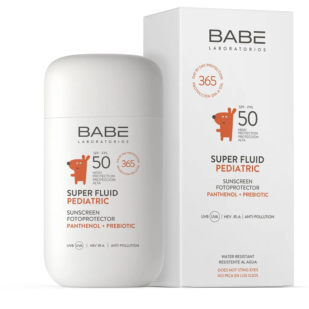 Дитячий сонцезахисний супер флюїд Babe Laboratorios Pediatric SPF 50 з пантенолом і пребіотиком 50 мл
