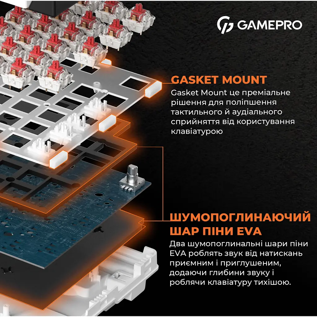 Клавиатура GamePro Red с Hot-Swap RGB Black проводная механическая (MK170B) - фото 11