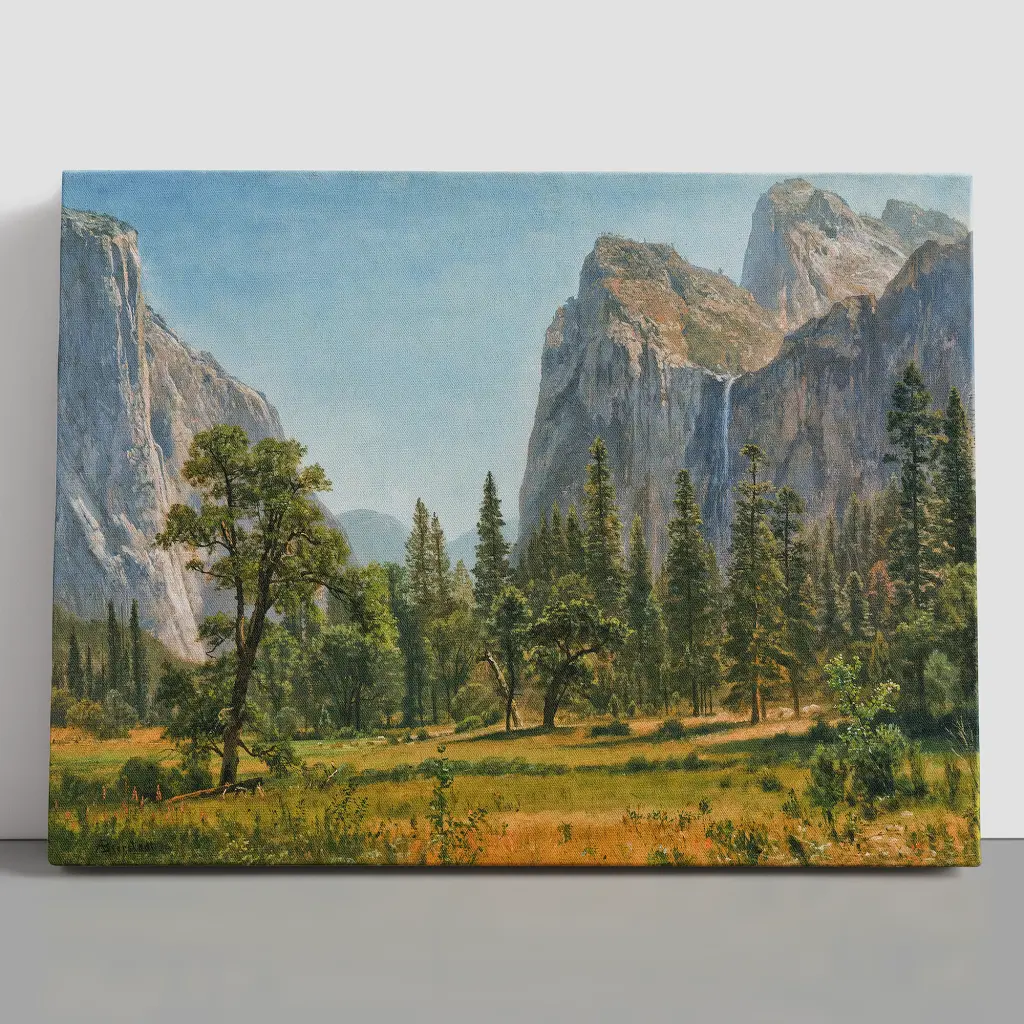 Інтер'єрна картина Водоспад Брайдл-Вейл, Альберт Бірштадт, Albert Bierstadt, репродукція картини, 60×80 см (id7007)