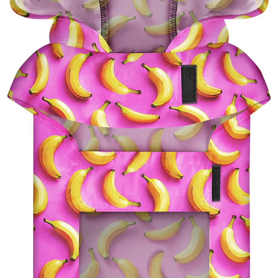 Дождевик-накидка с капюшоном для собак Collar Waudog Clothes, рисунок "Бананы на розовом", S, А 32-35 см, B 41-52 см, С 26-33 см - фото 4