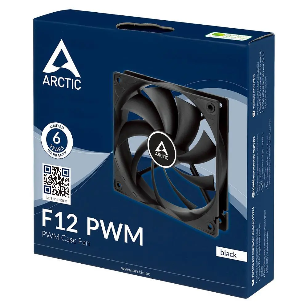 Набір із п'яти вентиляторів для корпусу 120 мм Arctic F12 PWM 5pcs ACFAN00145A Black - фото 4