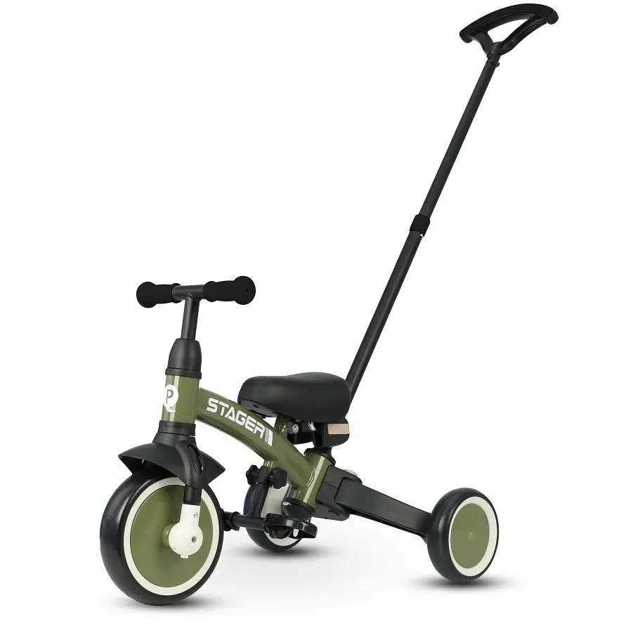 Велосипед з ручкою - біговел Stager 3 в 1 Dark Green