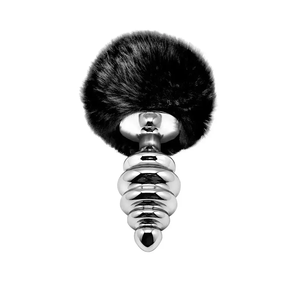 Анальна пробка з хвостом Alive Fluffly Twist Plug L, 9х4 см, чорна