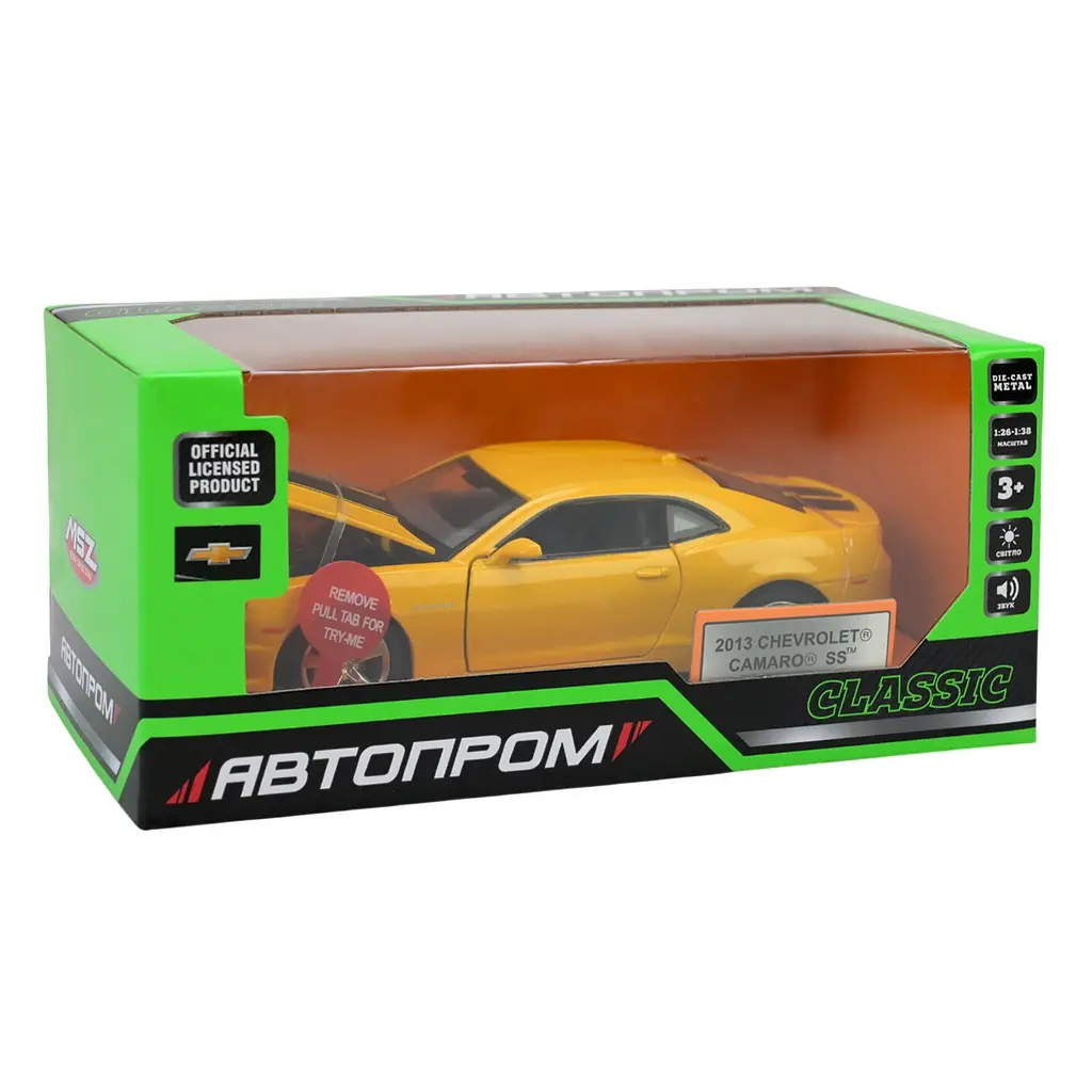 Іграшка Машина Chevrolet Camaro SS АВТОПРОМ 68335 Жовтий shop (6906231362075)