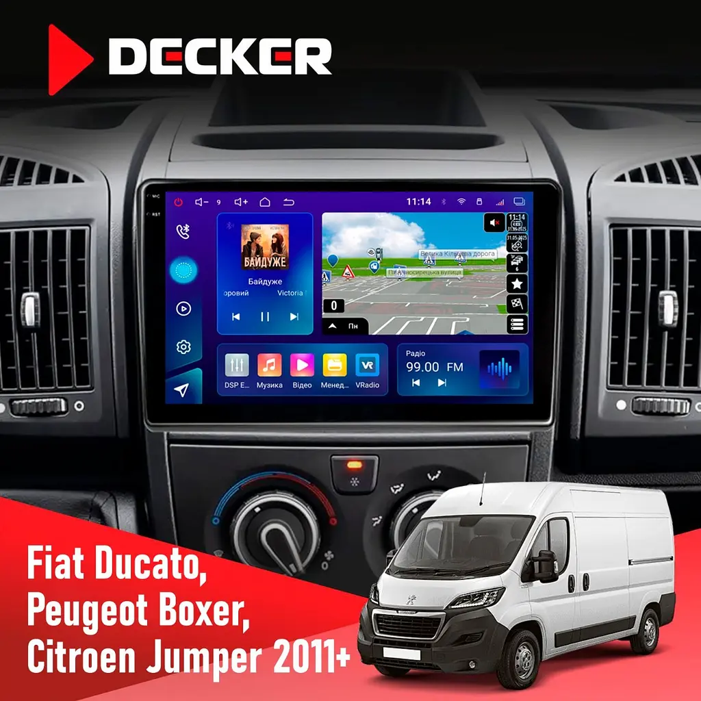 Штатна магнітола Peugeot Boxer 2011+ Decker D9-009 4x64, DSP, 4G, 2k Decker (НФ-00008362)