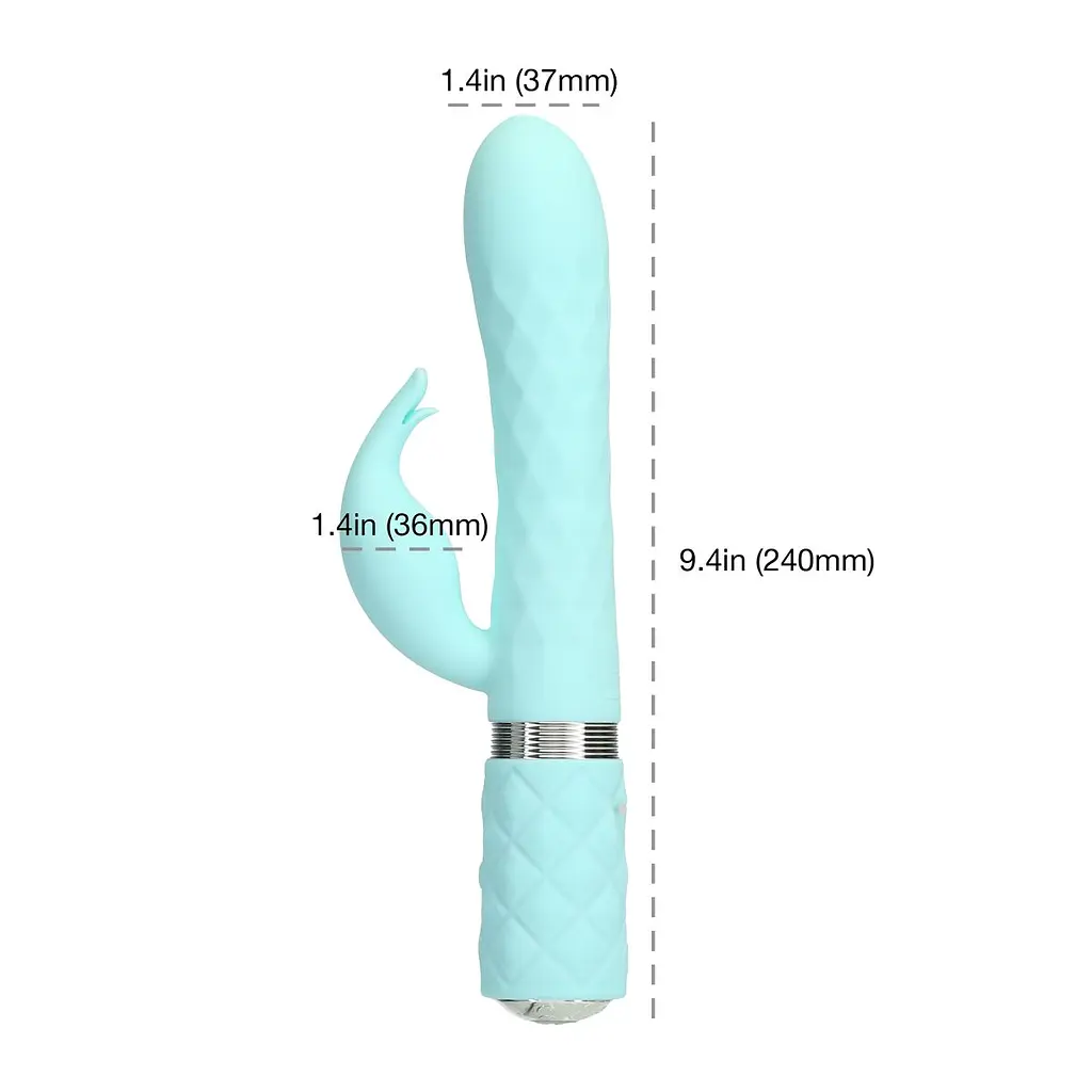 Розкішний кролик з ротацією та вібрацією Pillow Talk Lively Teal, кристал Сваровскі - фото 4