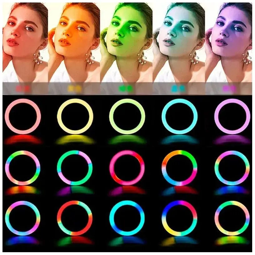 Лампа кольцевая Ring RGB MJ 36 с пультом и штативом 36 см - фото 4