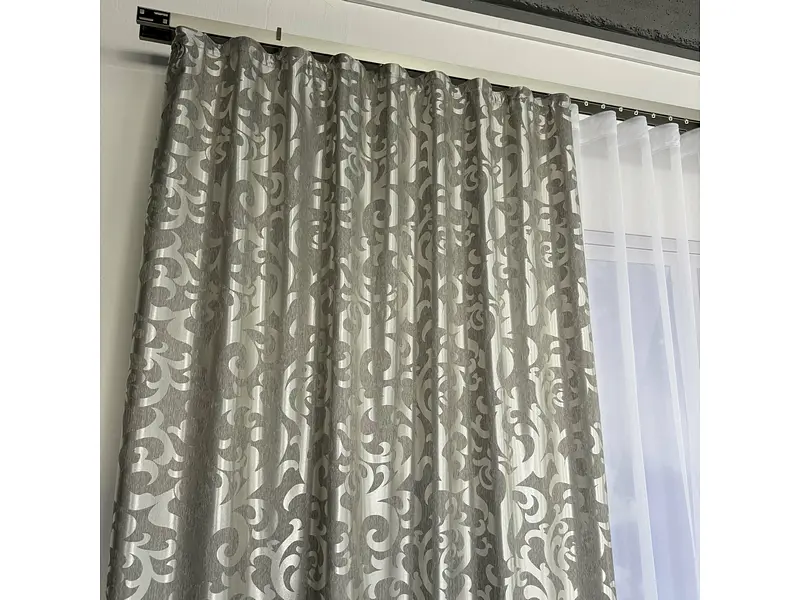 Штори жаккард "Вензель" сірий 150х270 см, 2шт, тасьма ALBO pbe0052939 - фото 8