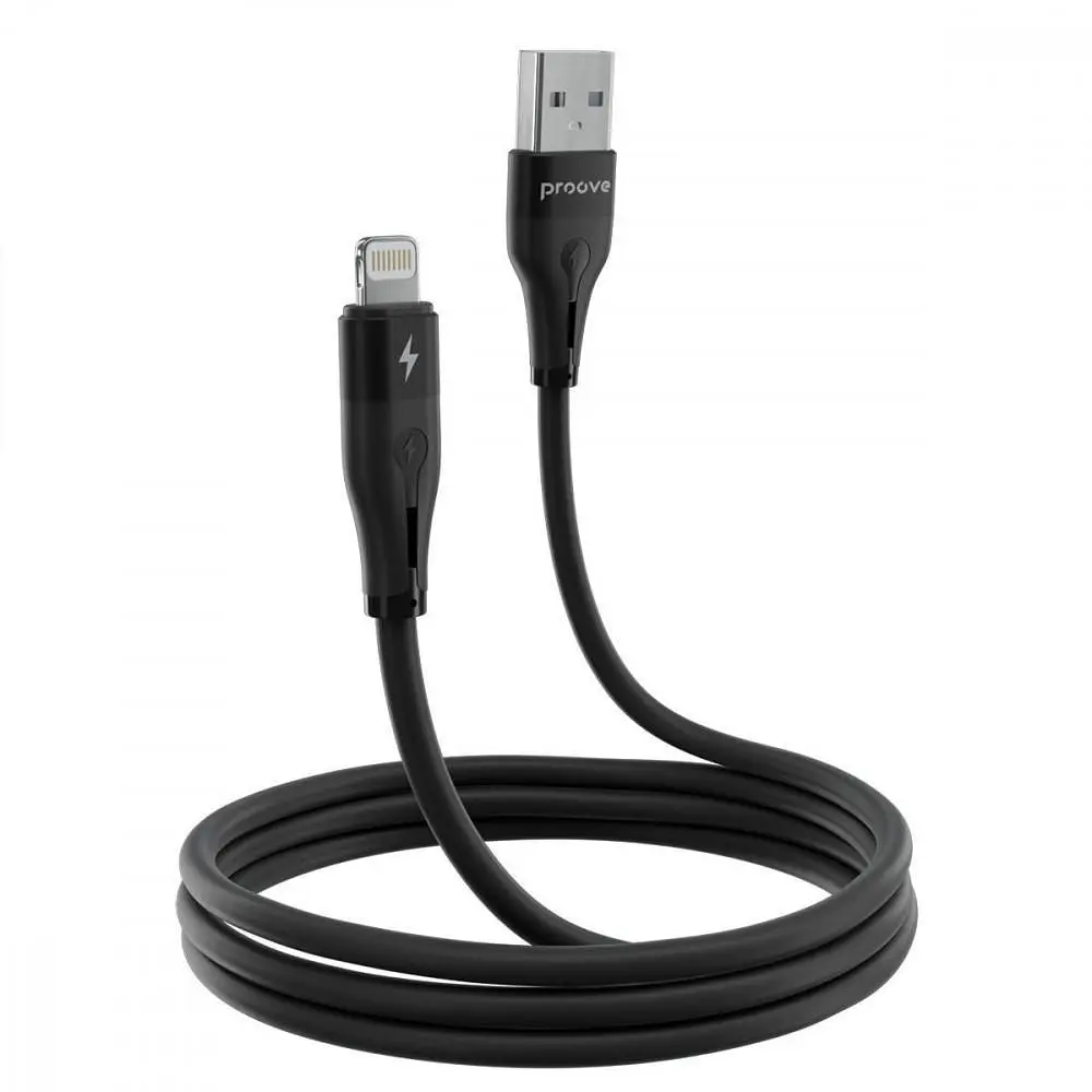Кабель Proove Soft Silicone USB to Lightning 2.4A (1m) black - фото 2