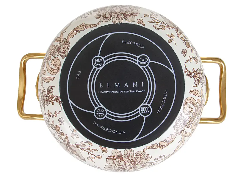 Кастрюля эмалированная Elmani с крышкой, 6,1 л, диаметр 24 см, высота 13 см (763-013) - фото 2