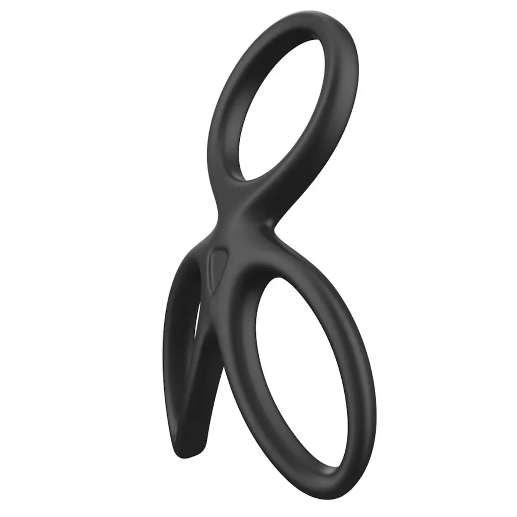 Ерекційне кільце Triple Silicone чорне - фото 4