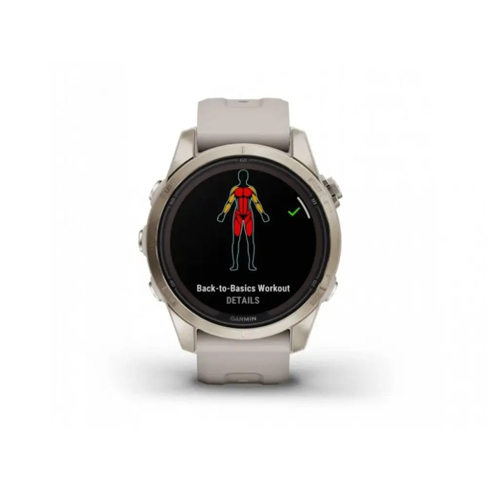 Смарт-годинник Garmin Fenix 7S Sapphire Solar Soft Gold w. Light Sand Band (010-02776-14/15) - фото 6