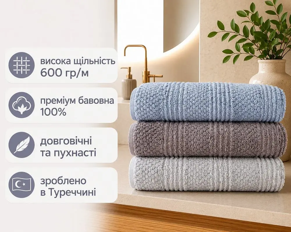 Набір турецьких махрових рушників Cestepe MicroCotton Premium 3 штуки 70x140 Nesha щільність 600 г/м2 - фото 2