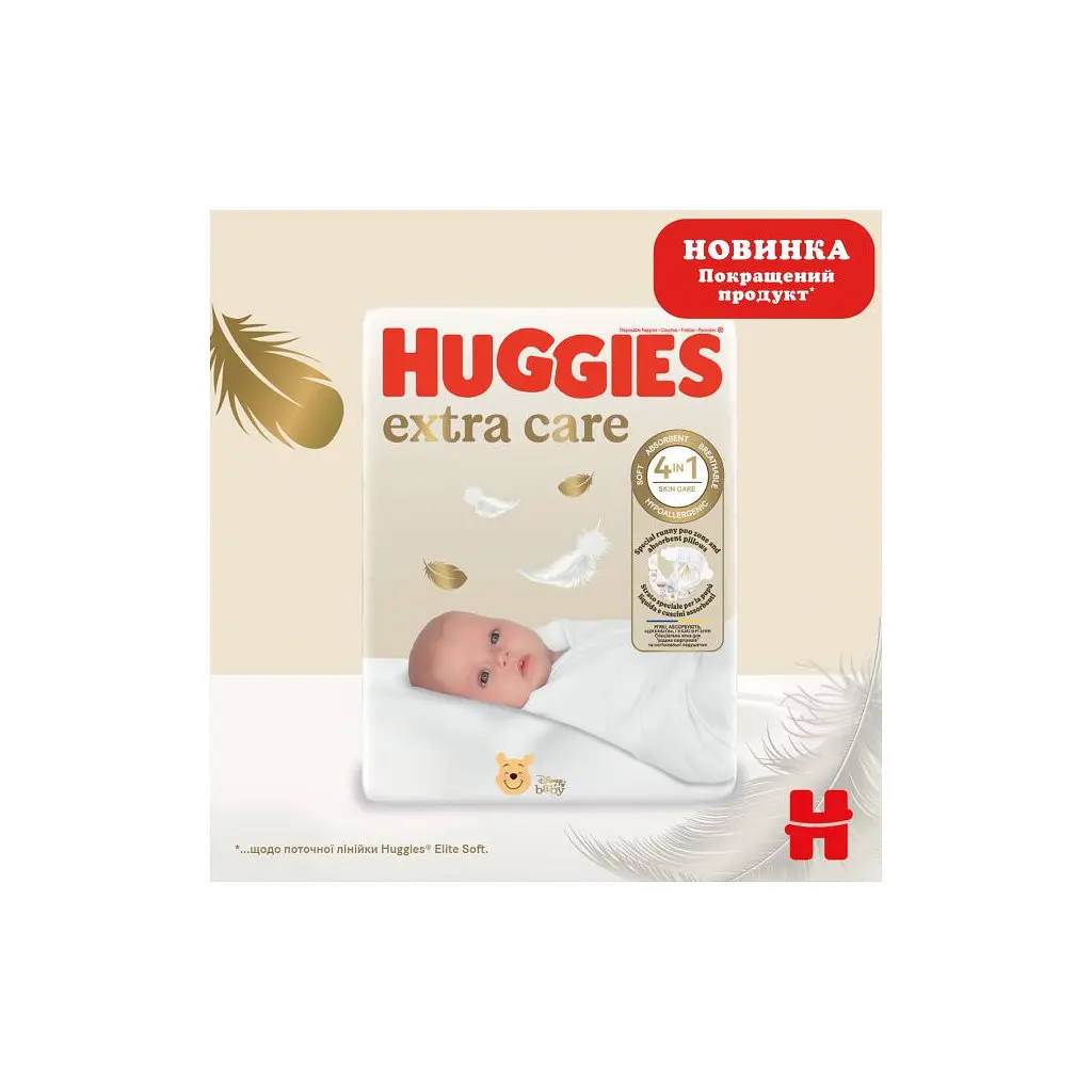 Підгузки Huggies Extra Care розмір 1 (2-5 кг) 22 шт. (5029053583235) - фото 3