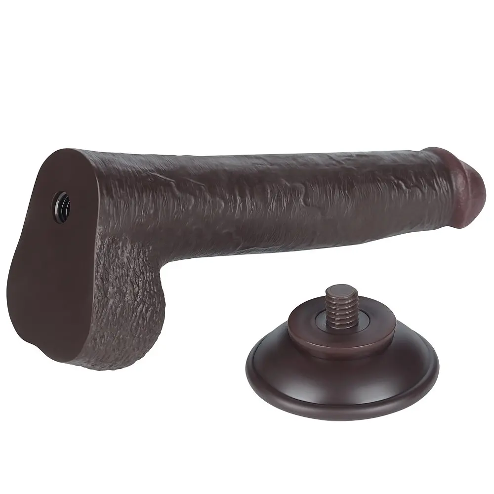 Фалоімітатор Sliding-Skin Dual Layer Dong 9 23 см (коричневий) - фото 11