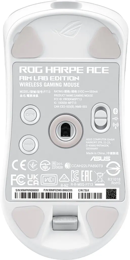 Бездротова миша ASUS ROG Harpe Ace Aim Lab Edition RGB USB-A/WL/BT White (90MP02W0-BMUA10) - фото 6