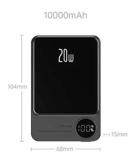 УМБ магнітна Mag Save з бездротовою зарядкою 10000 mAh 20 Вт для iPhone Сірий (Q920WPlus) Power - фото 6