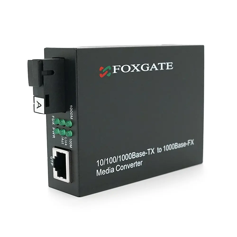 Медіаконвертер FOXGATE EC-Q-1G-1SM-1310nm, 1310 WDM, 1x10/100/1000 Base-Tx, одноволоконний Full/Half duplex, SC 20km (0+70°C), + блок живлення 5V 1A - фото 2