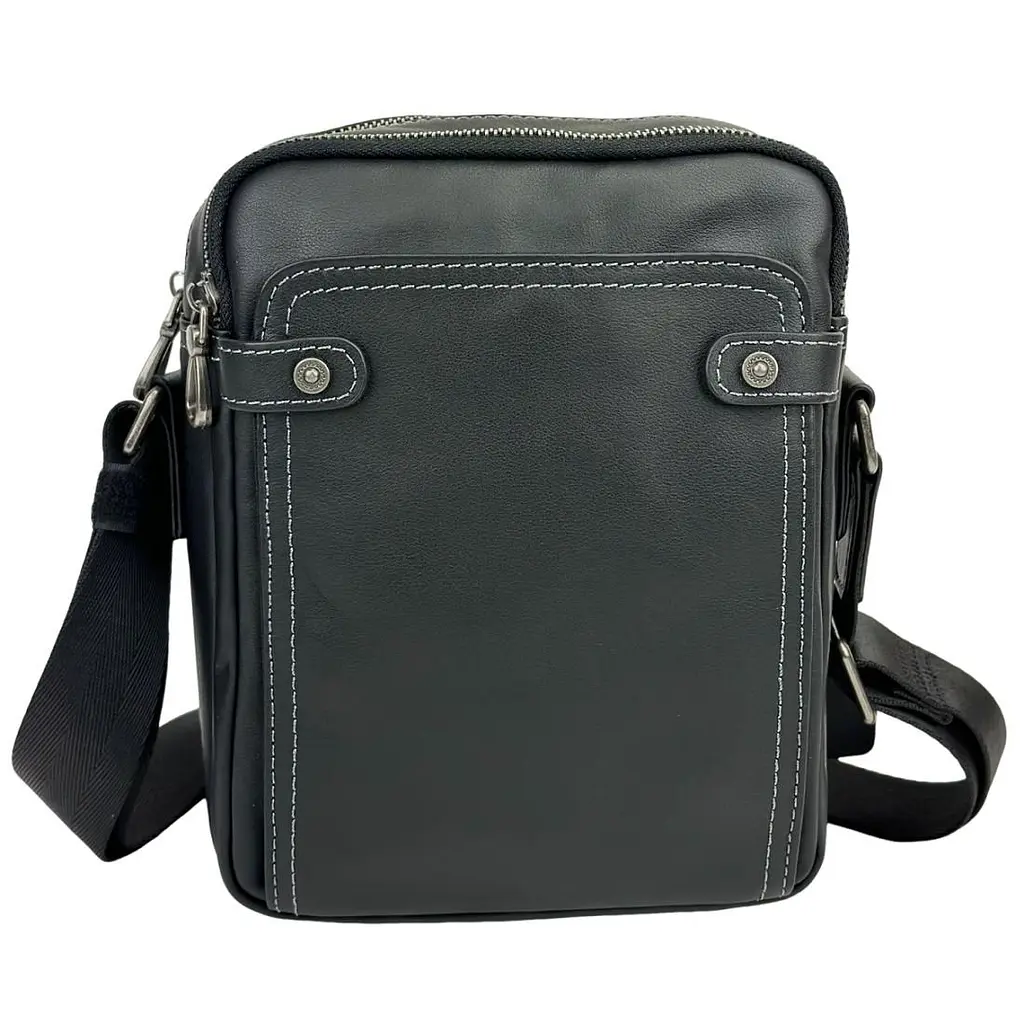 Сумка через плече чоловіча шкіряна Tiding Bag 8911A чорна - фото 3