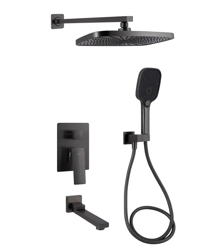 Душова система універсальна Qtap Gemini Gunmetal Black PVD прихованого монтажу QTGEM114GMB45704