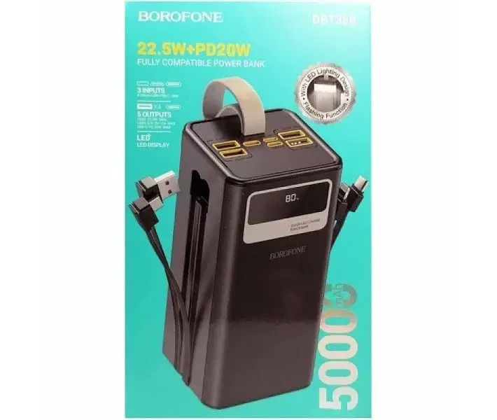 Портативий акумулятор Power Bank 50000mah Borofone DBT35B 20W+22.5W чорний - фото 7
