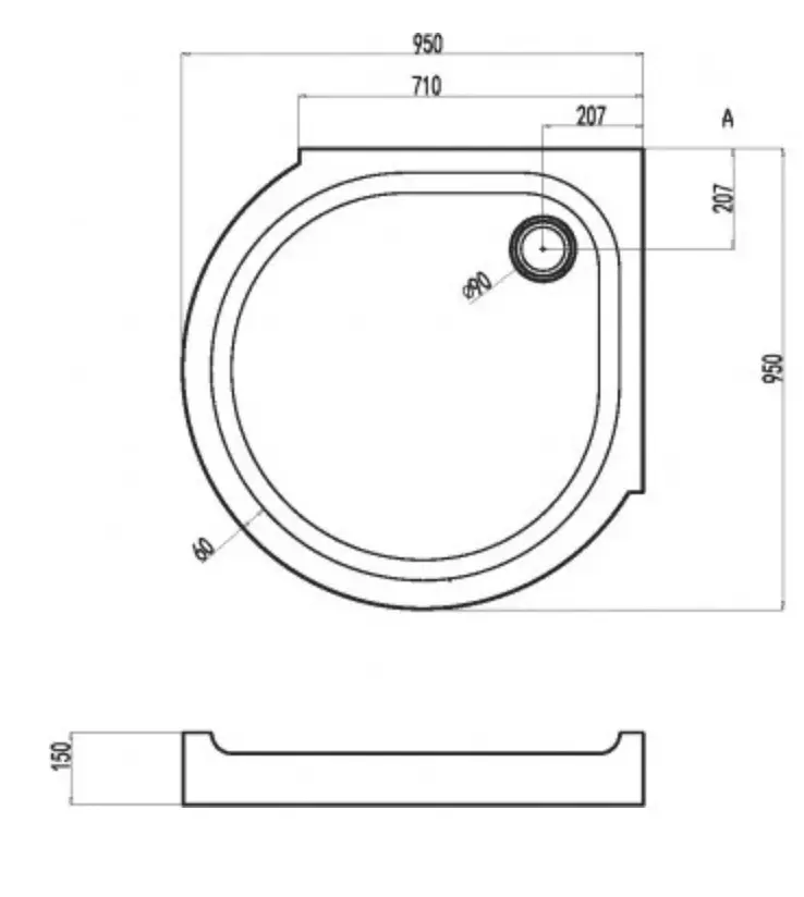 Душевой поддон Am.Pm Like Round 95 95x95 см белый W83UT-333-095W, Белый, белый - фото 4