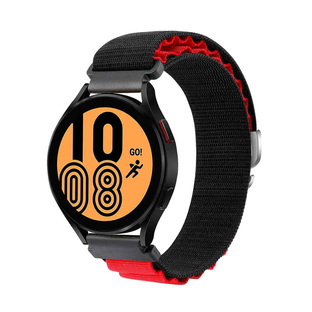 Ремінець для Xiaomi Amazfit Bip Bip Lite Bip U Bip 1S Bip 3 - чорно-червоний Watchbands NormalCloth Wave ширина кріплення 20мм нейлоновий (W25-6WB20712975) - фото 2